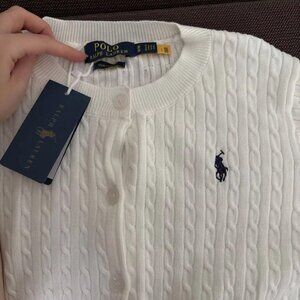 Ralph Lauren Women’s White Embroidered Knitted Cardigan – Brand New With Tags